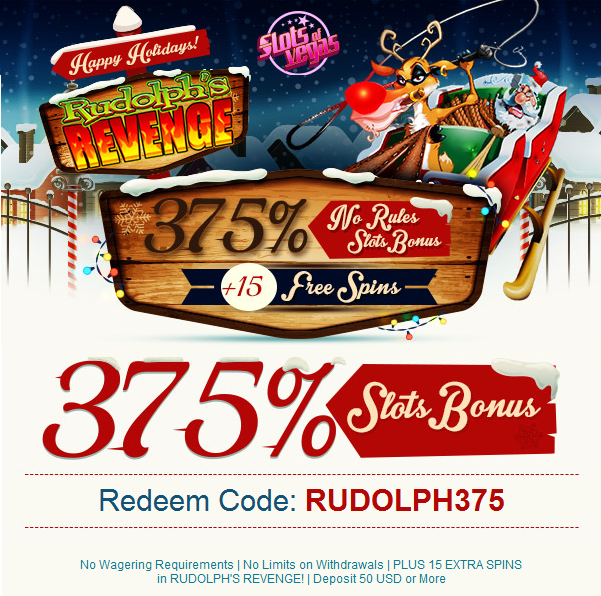 Slots of Vegas Casino Rudolphs Revenge No Rules Bonus